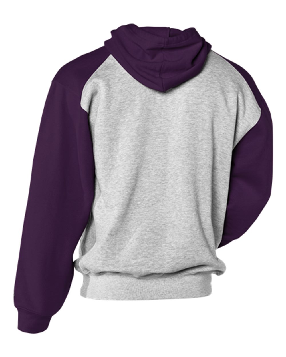 Badger 1249 Unisex Sport Athletic Fleece Hooded Sweatshirt in Oxford/ Purple, back