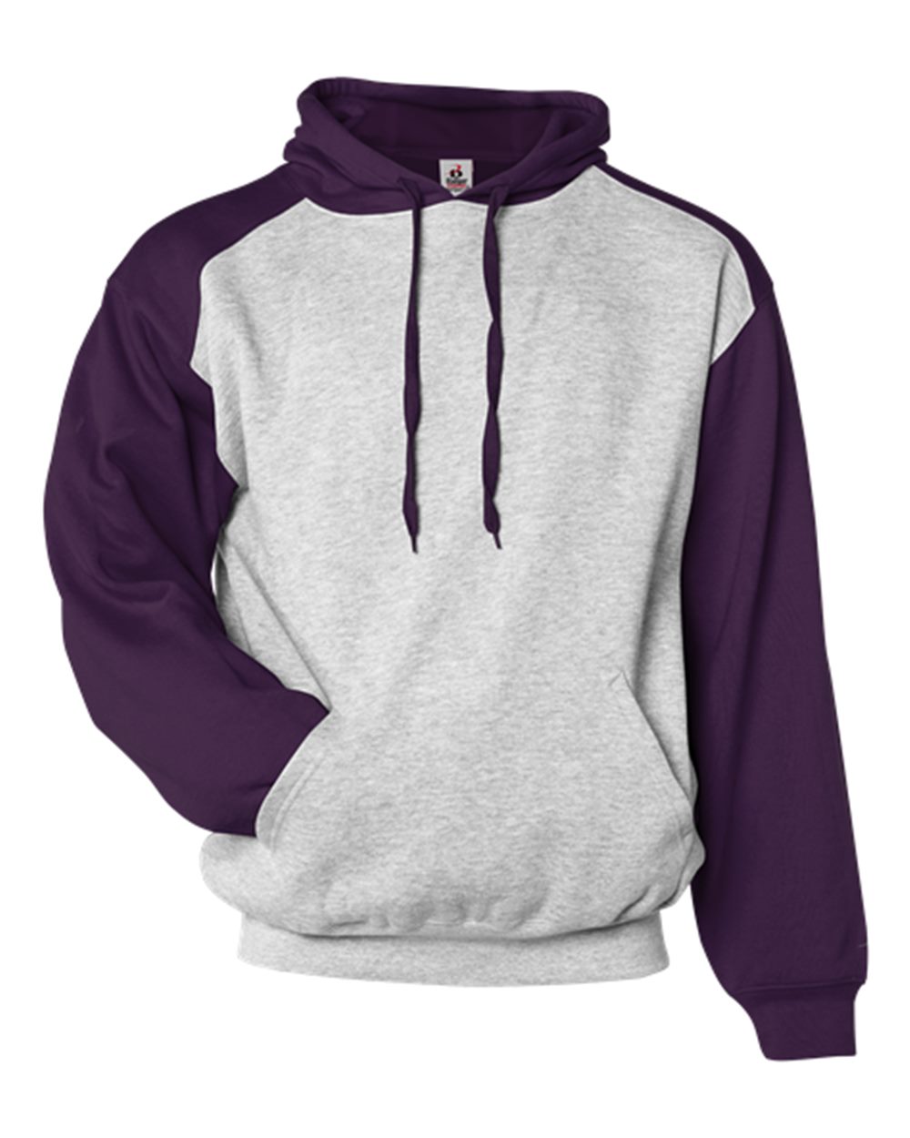 Badger 1249 Unisex Sport Athletic Fleece Hooded Sweatshirt in Oxford/ Purple