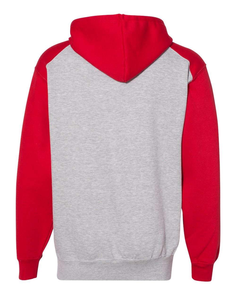Badger 1249 Unisex Sport Athletic Fleece Hooded Sweatshirt in Oxford/ Red, back