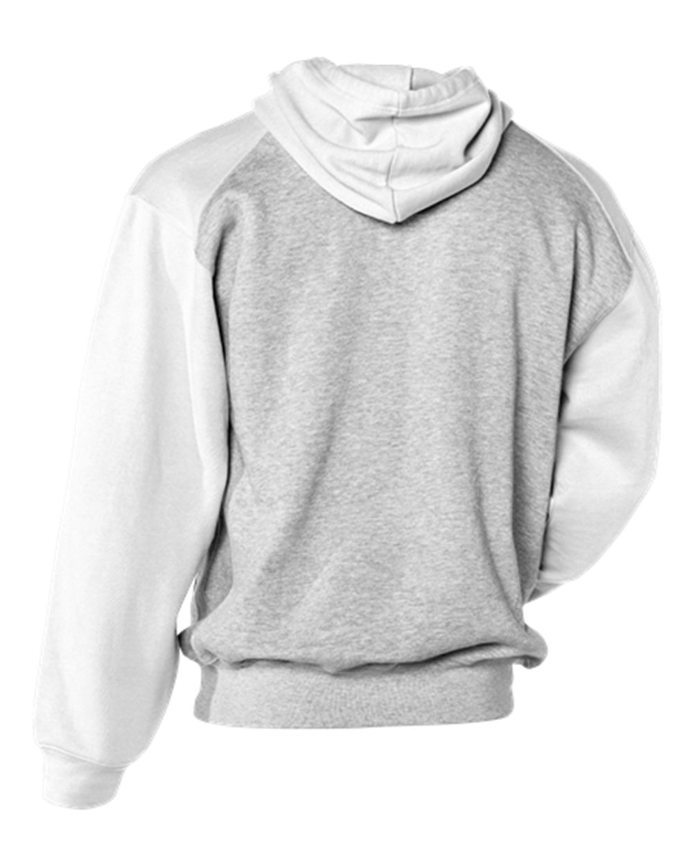 Badger 1249 Unisex Sport Athletic Fleece Hooded Sweatshirt in Oxford/ White, back