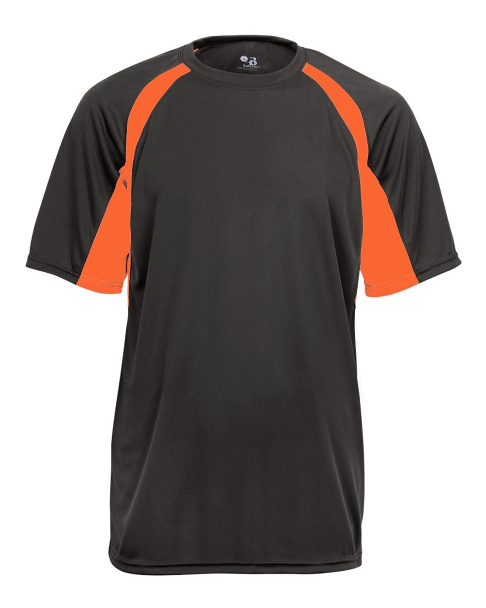 Badger 4144 Men's B-Core Hook T-Shirt in Graphite/ Safety Orange