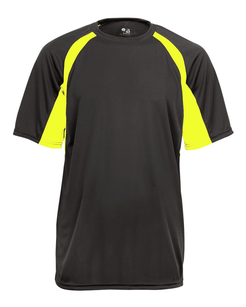Badger 4144 Men's B-Core Hook T-Shirt in Graphite/ Safety Yellow