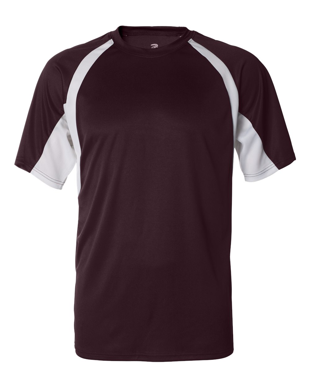 Badger 4144 Men's B-Core Hook T-Shirt in Maroon/ White
