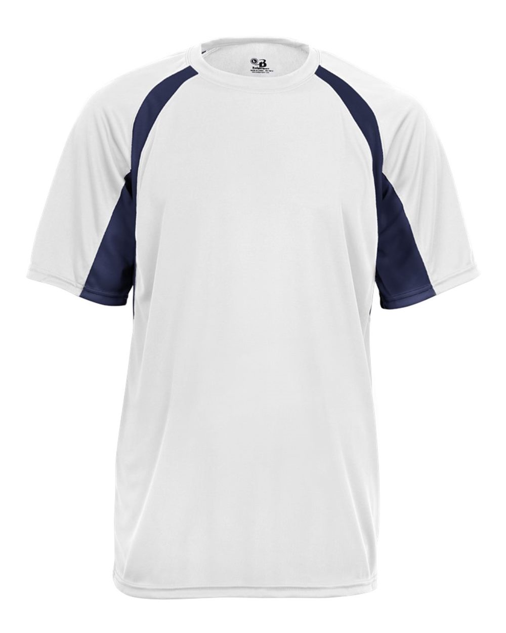 Badger 4144 Men's B-Core Hook T-Shirt in White/ Navy