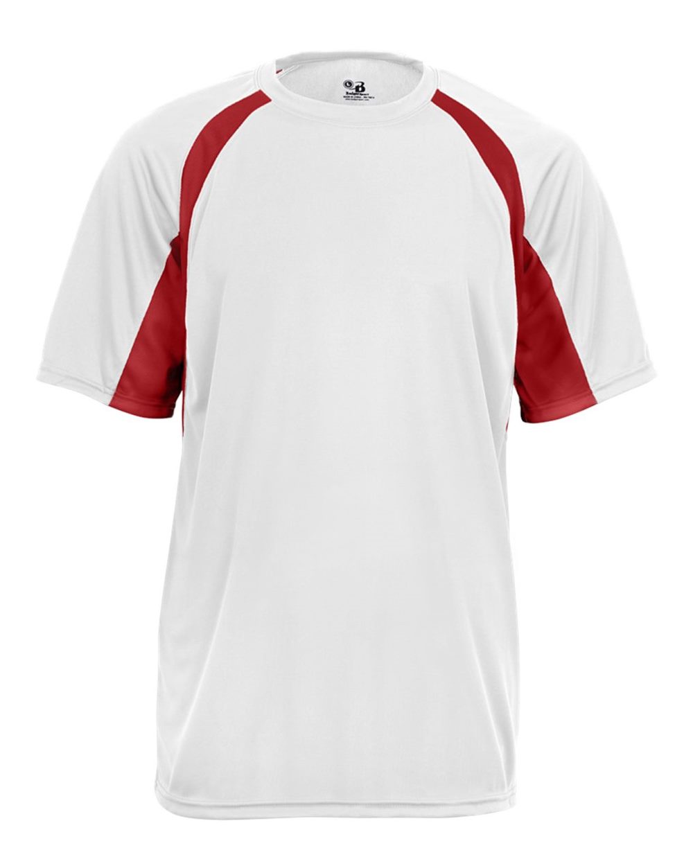 Badger 4144 Men's B-Core Hook T-Shirt in White/ Red