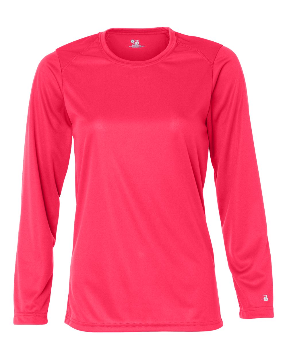 Badger 4164 Women's B-Core Long Sleeve T-Shirt in Hot Coral