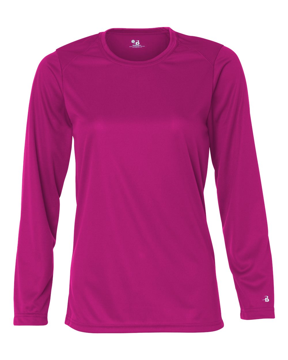 Badger 4164 Women's B-Core Long Sleeve T-Shirt in Hot Pink