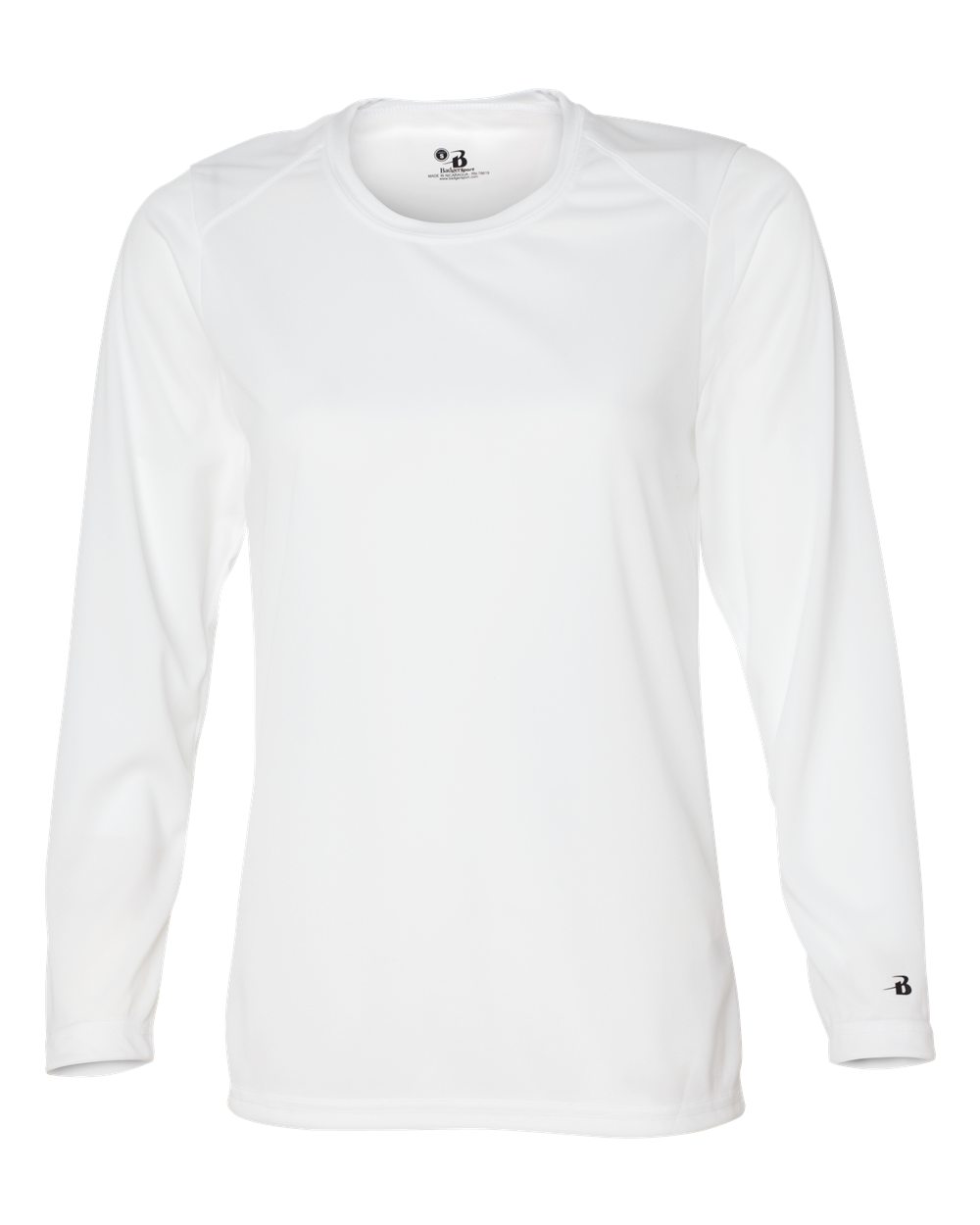 Badger 4164 Women's B-Core Long Sleeve T-Shirt in White