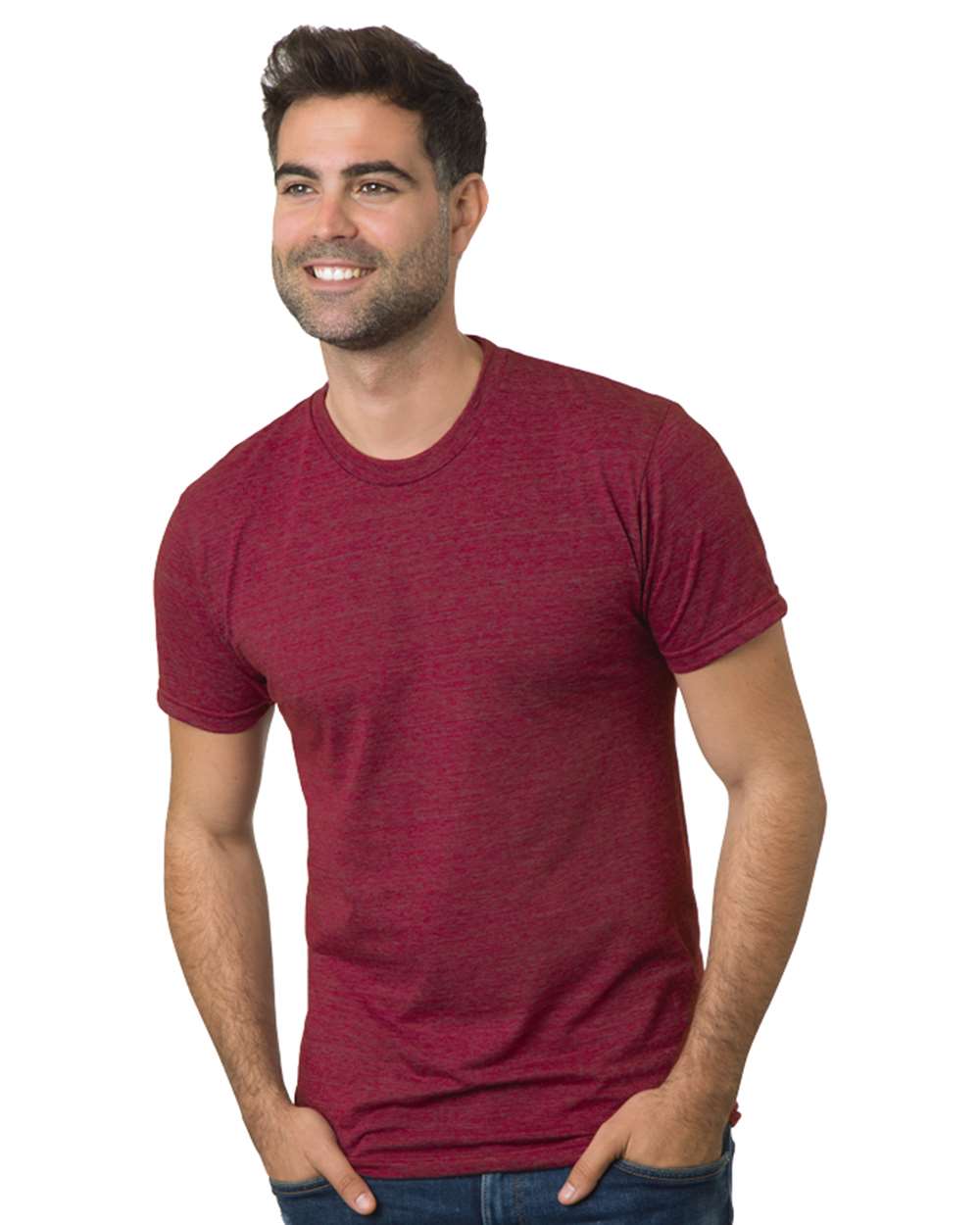 Bayside 5710 Unisex USA-Made Triblend T-Shirt in Tri Burgundy