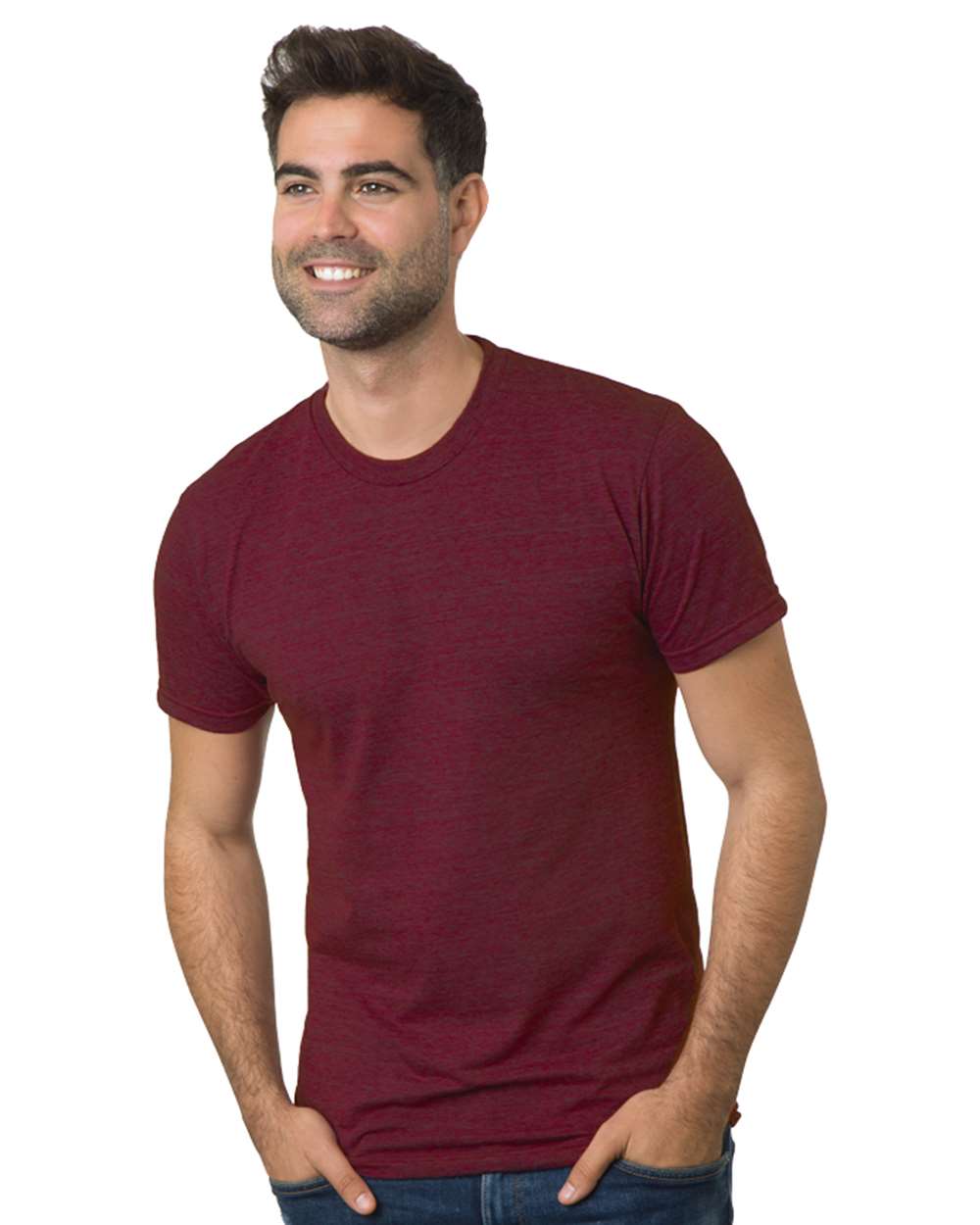 Bayside 5710 Unisex USA-Made Triblend T-Shirt in Tri Cranberry