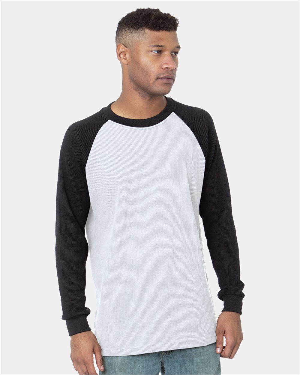 Bayside 8211 Unisex USA-Made Heavyweight Waffle Knit Thermal Raglan T-Shirt