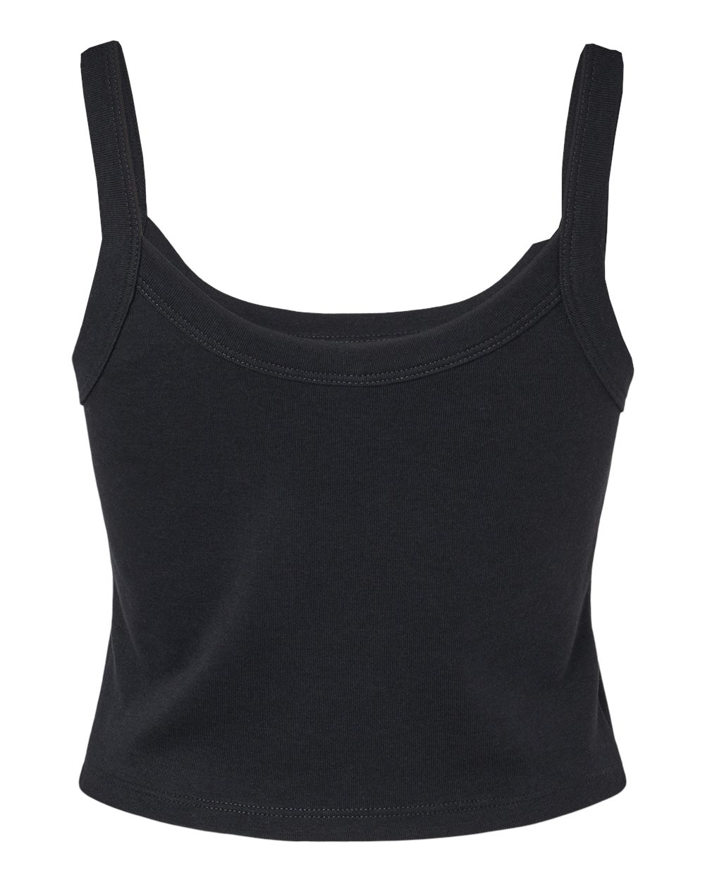 BELLA + CANVAS 1012 Women's Micro Rib Spaghetti Strap Tank in Solid Black Blend, back