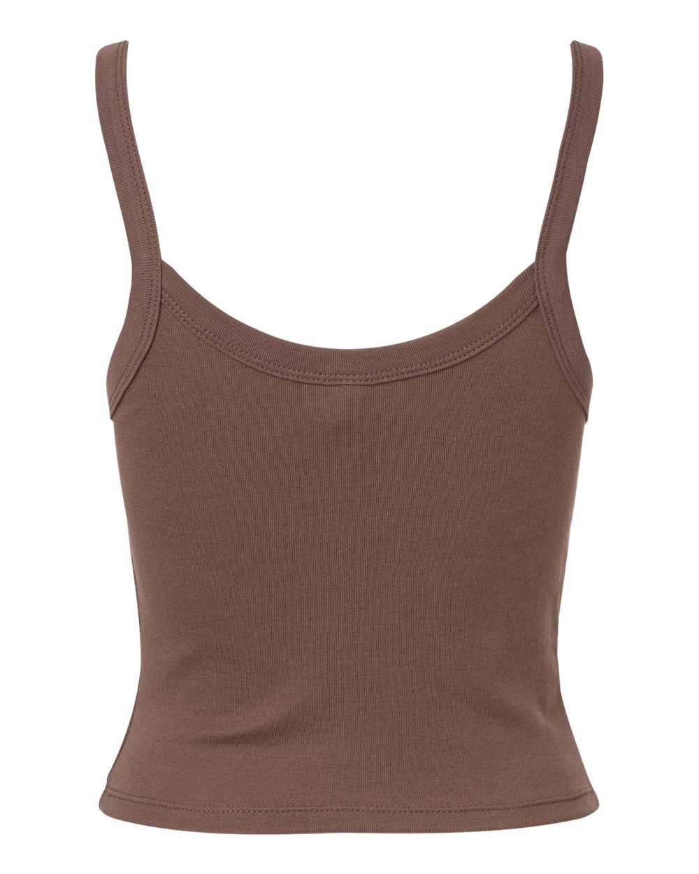 BELLA + CANVAS 1012 Women's Micro Rib Spaghetti Strap Tank in Solid Cocoa Blend, back