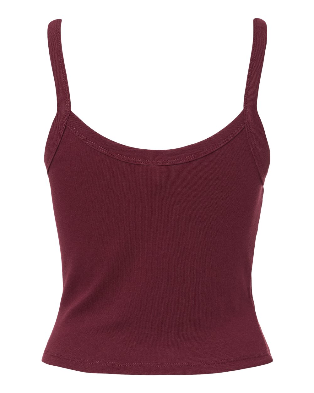 BELLA + CANVAS 1012 Women's Micro Rib Spaghetti Strap Tank in Solid Maroon Blend, back