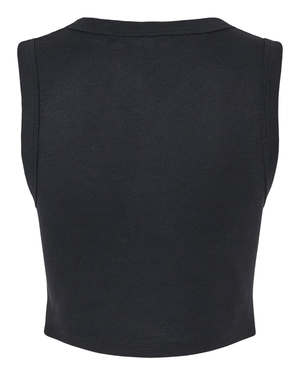 BELLA + CANVAS 1013 Women's Micro Rib Muscle Crop Tank in Solid Black Blend, back