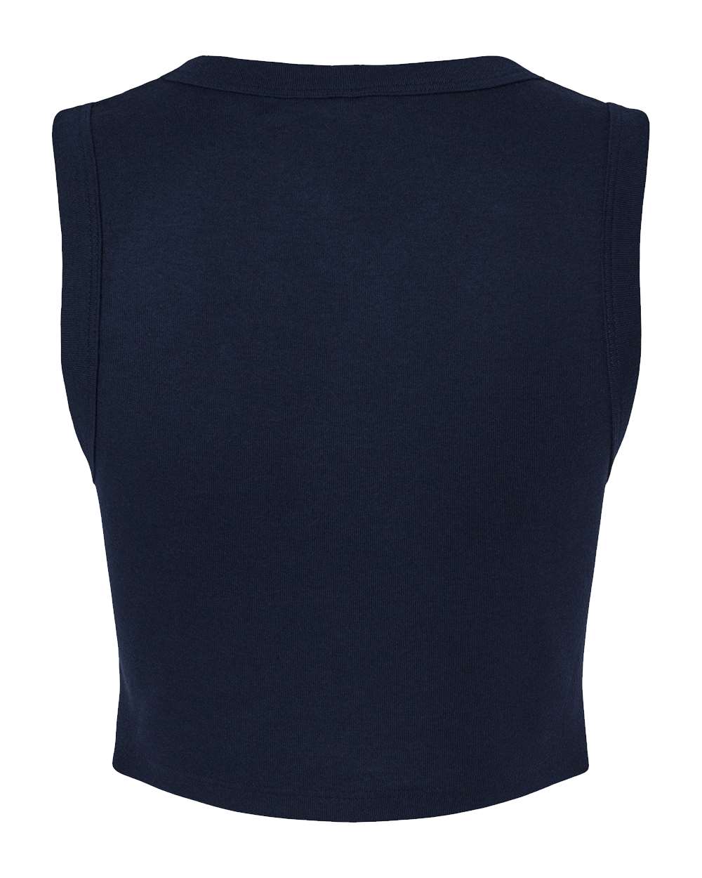 BELLA + CANVAS 1013 Women's Micro Rib Muscle Crop Tank in Solid Navy Blend, back
