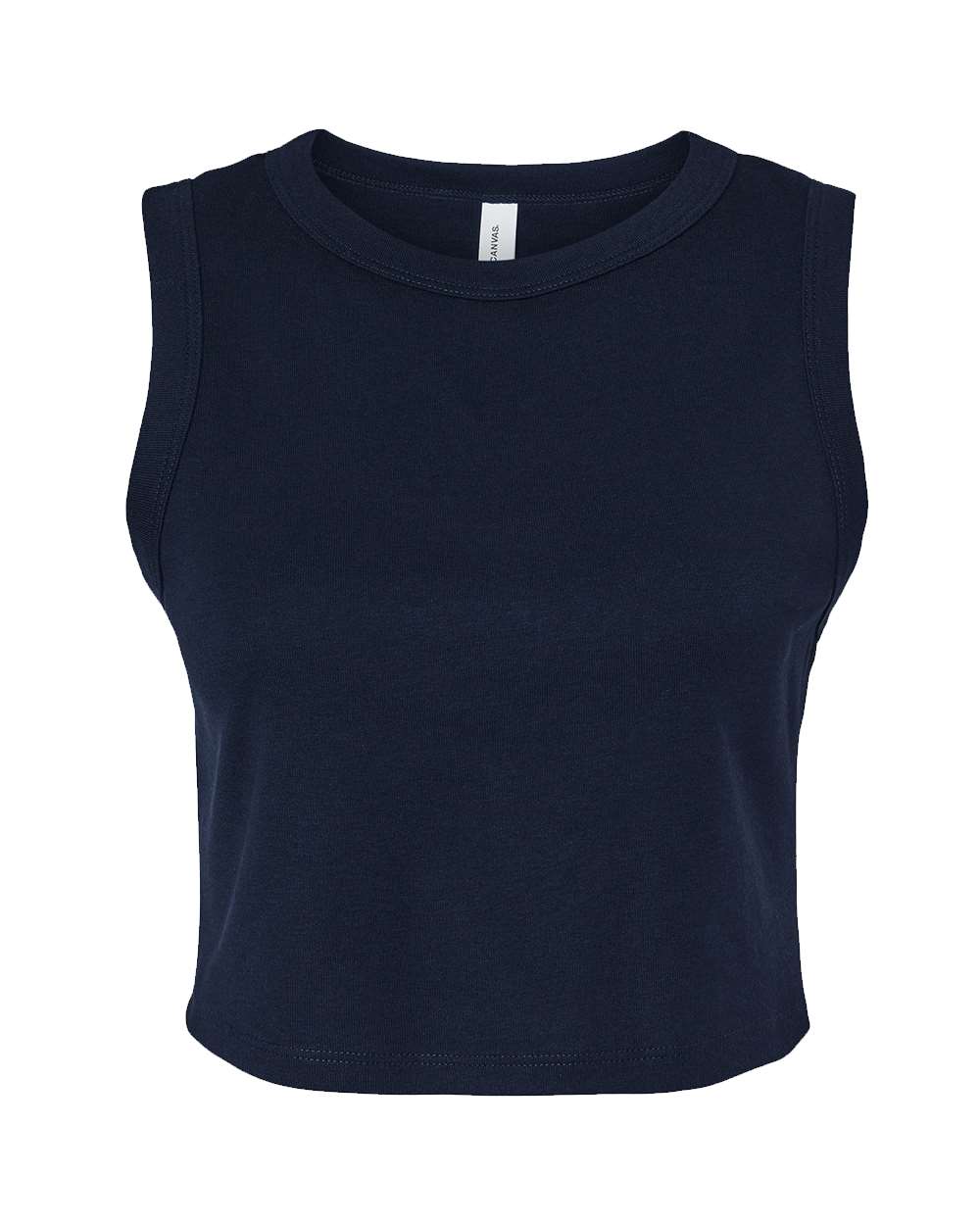 BELLA + CANVAS 1013 Women's Micro Rib Muscle Crop Tank in Solid Navy Blend