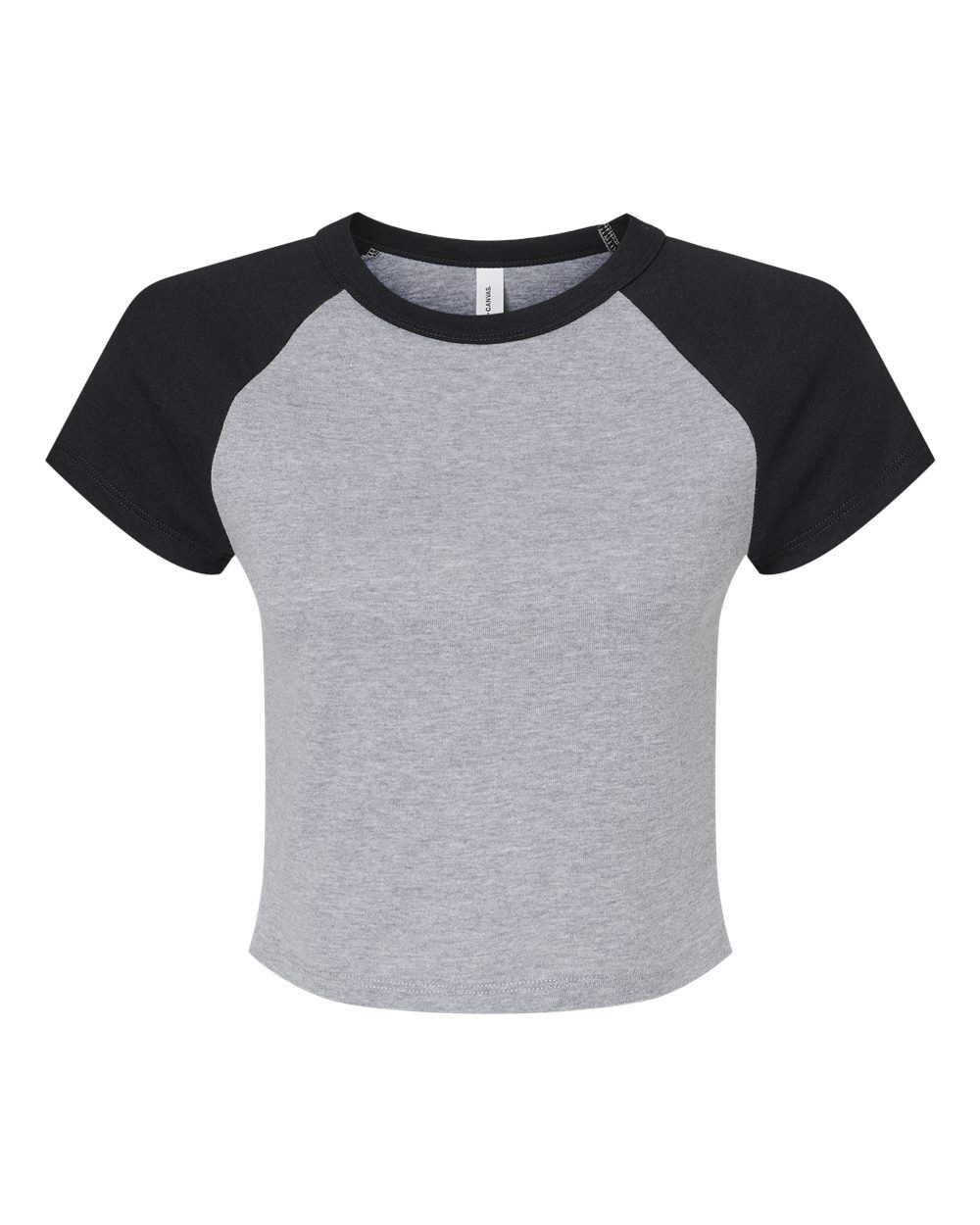 BELLA + CANVAS 1201 Women's Micro Rib Raglan Baby Tee in Athletic Heather/ Black