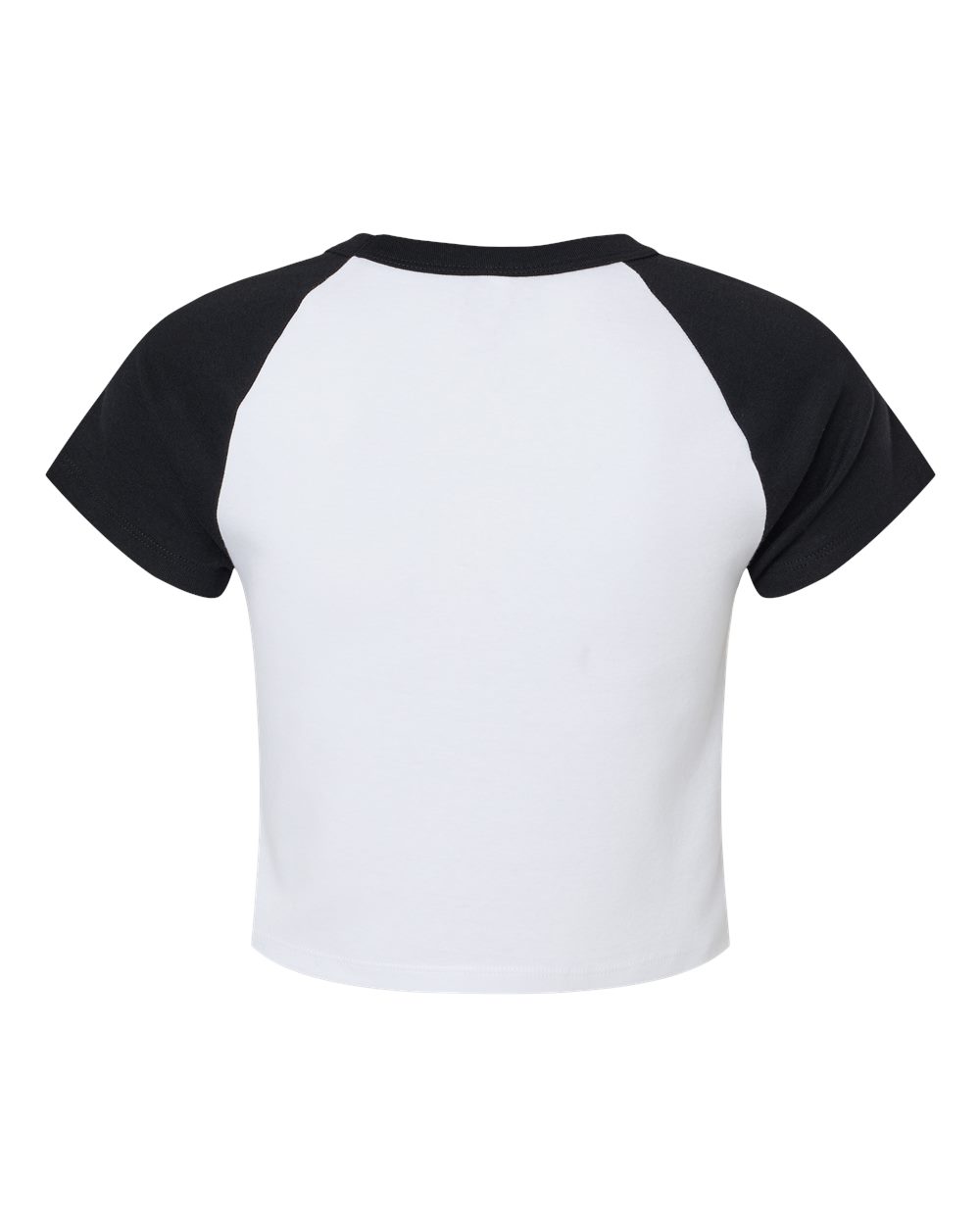 BELLA + CANVAS 1201 Women's Micro Rib Raglan Baby Tee in White/ Black, back