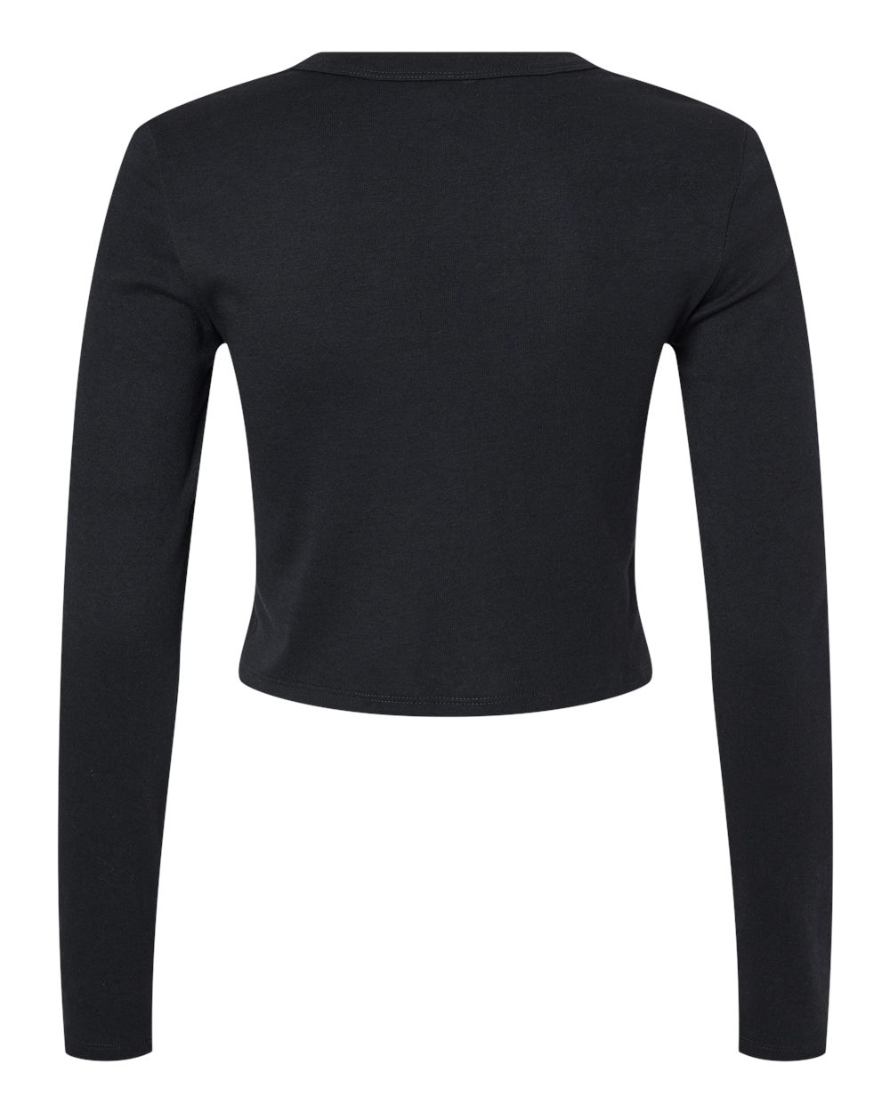 BELLA + CANVAS 1501 Women's Micro Rib Long Sleeve Baby Tee in Solid Black Blend, back