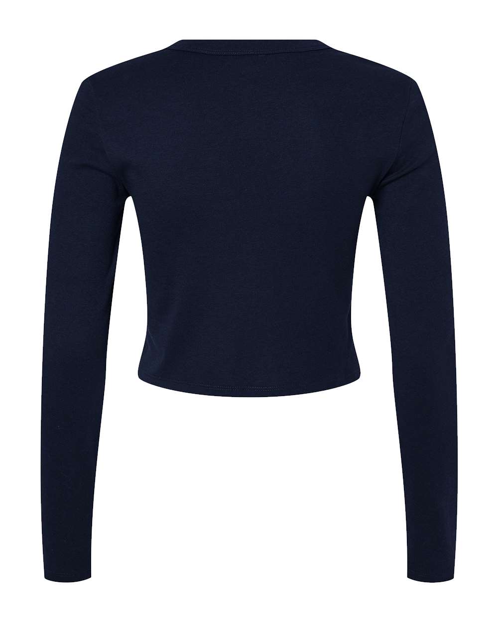 BELLA + CANVAS 1501 Women's Micro Rib Long Sleeve Baby Tee in Solid Navy Blend, back