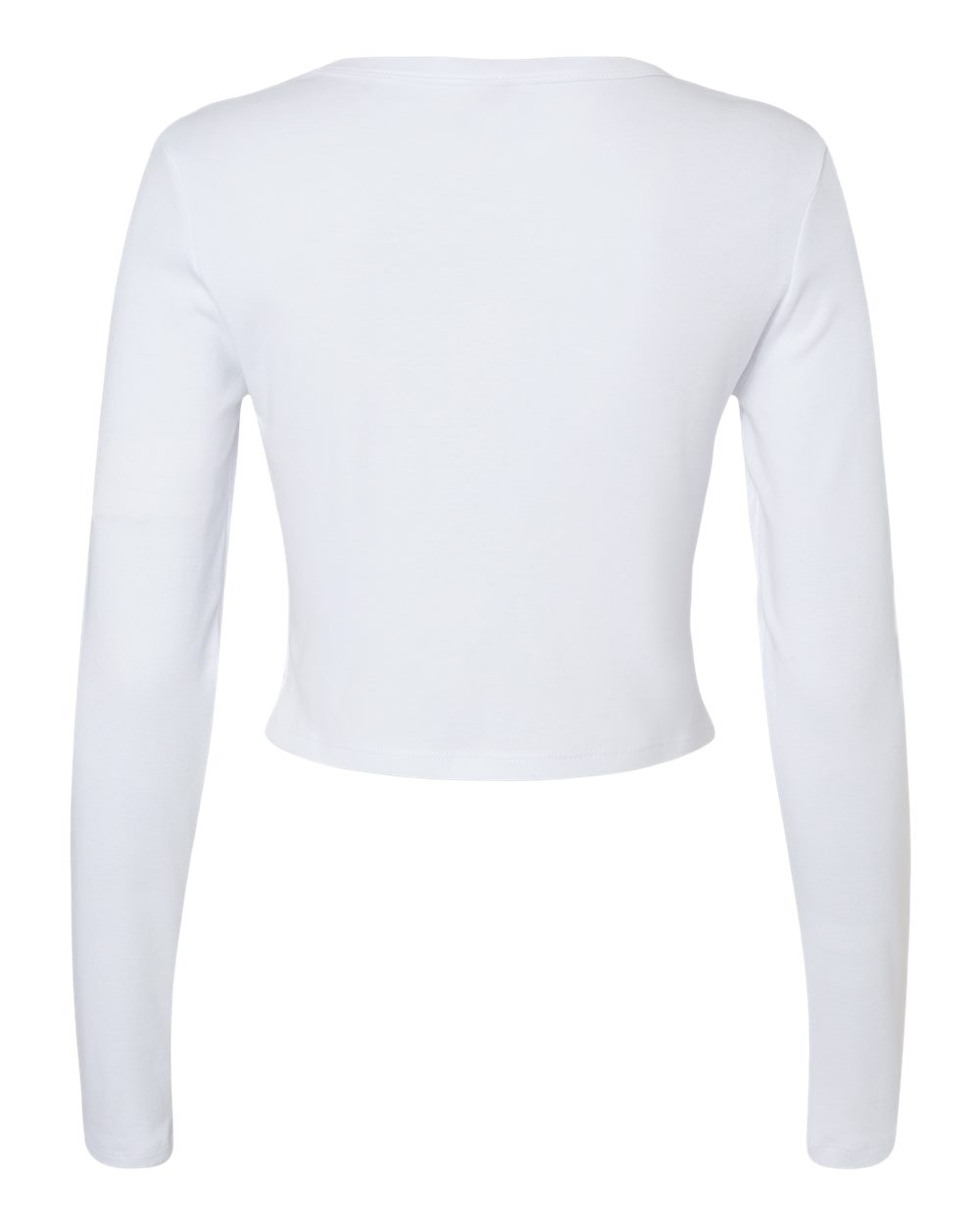 BELLA + CANVAS 1501 Women's Micro Rib Long Sleeve Baby Tee in Solid White Blend, back