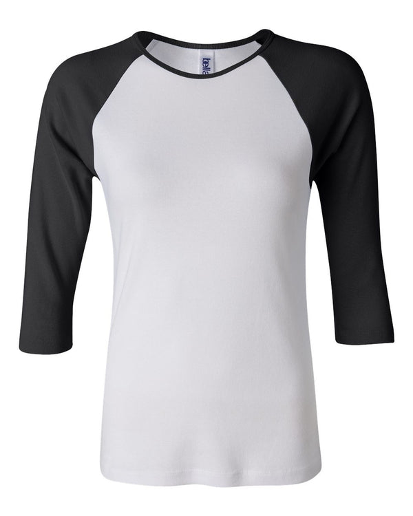 BELLA + CANVAS 2000 Women’s 1X1 Baby Rib Raglan Three-Quarter Sleeve Tee