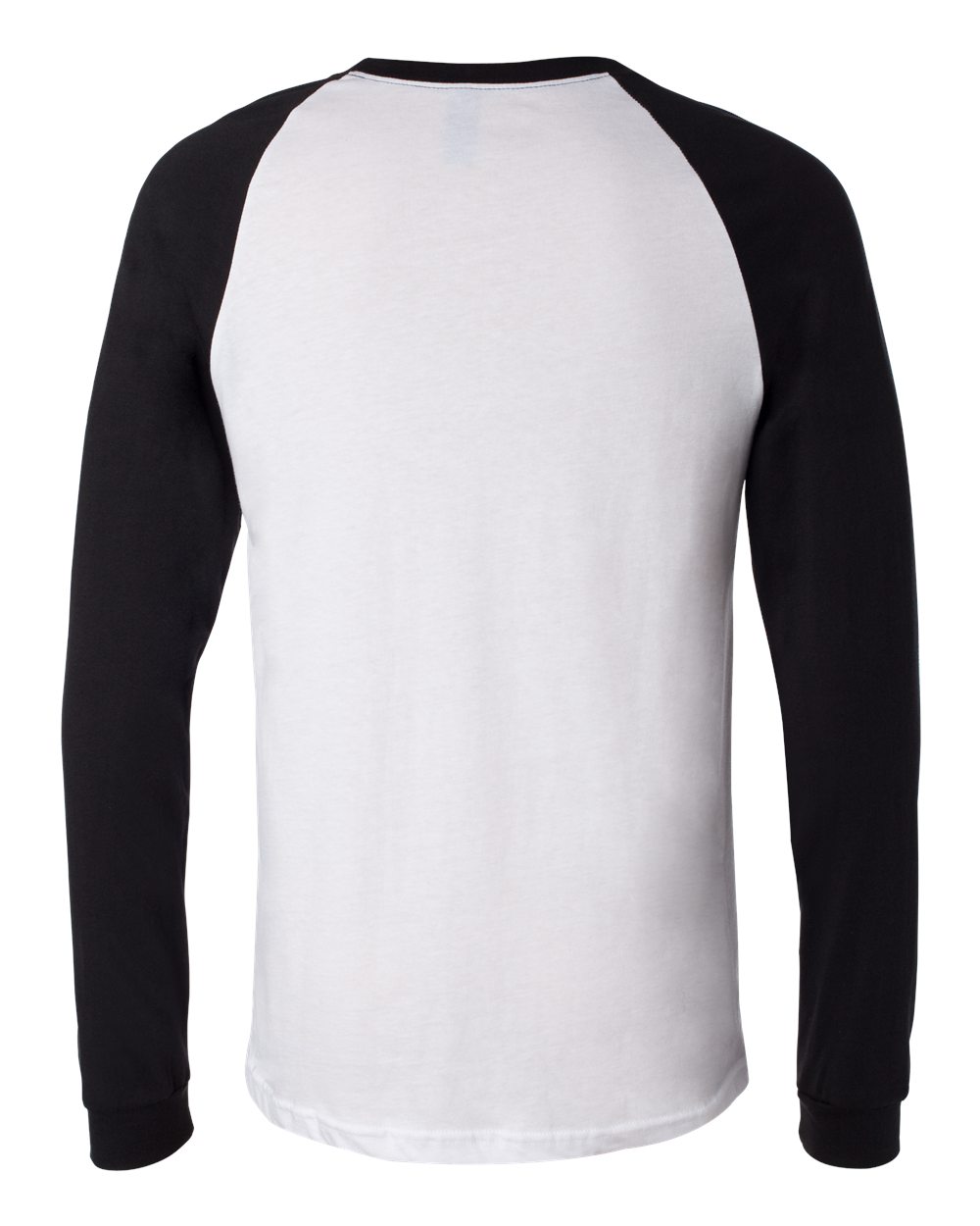 BELLA + CANVAS 3000 Men's Long Sleeve Jersey Baseball Tee in White/ Black, back