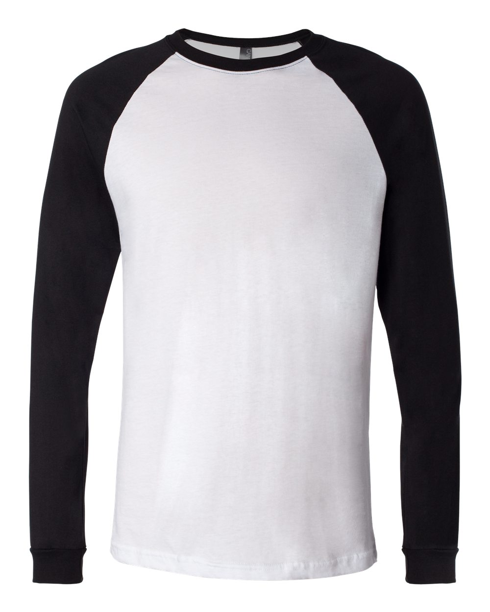 BELLA + CANVAS 3000 Men's Long Sleeve Jersey Baseball Tee in White/ Black