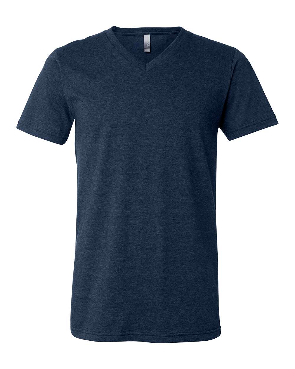 BELLA + CANVAS 3005CVC Unisex Heather CVC V-Neck Tee in Heather Navy