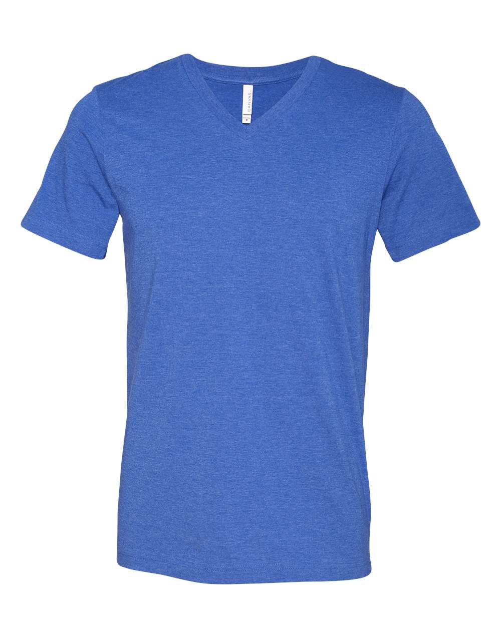 BELLA + CANVAS 3005CVC Unisex Heather CVC V-Neck Tee in Heather True Royal