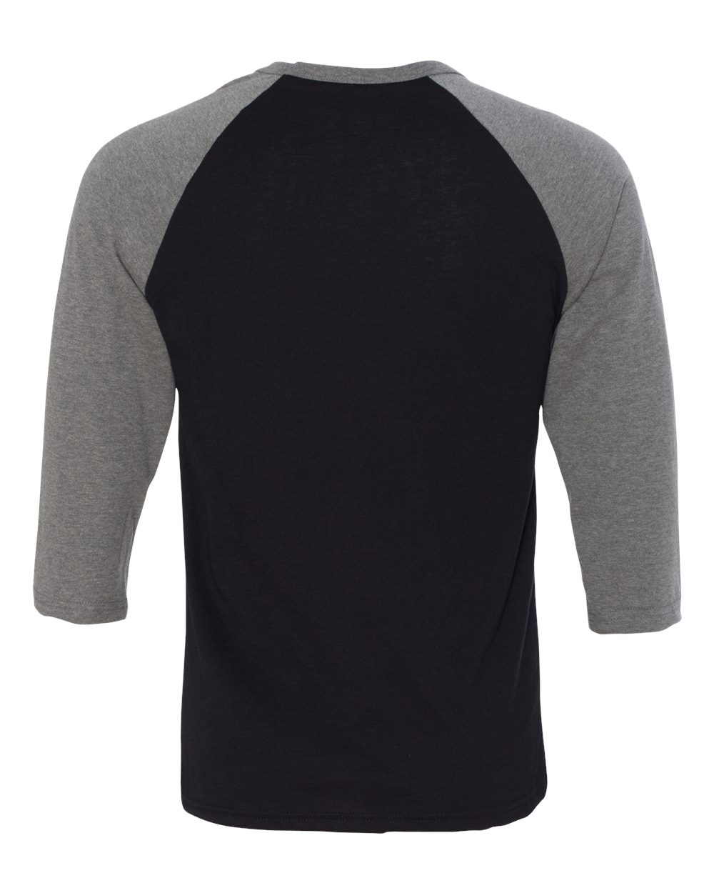 BELLA + CANVAS 3200 Unisex Three-Quarter Sleeve Baseball Tee in Black/ Deep Heather, back