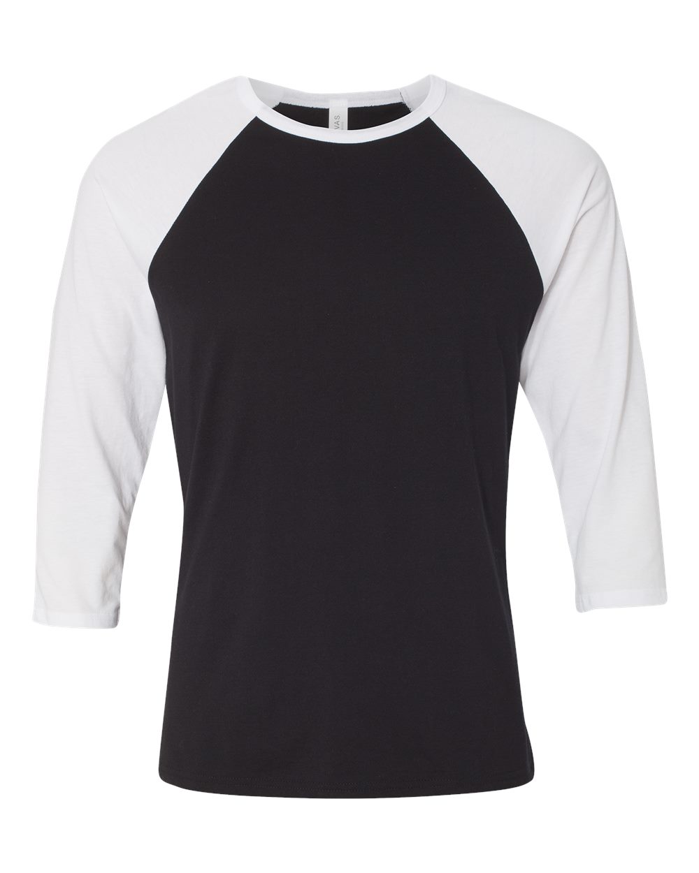 BELLA + CANVAS 3200 Unisex Three-Quarter Sleeve Baseball Tee in Black/ White