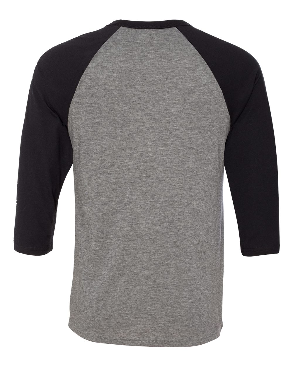 BELLA + CANVAS 3200 Unisex Three-Quarter Sleeve Baseball Tee in Deep Heather/ Black, back