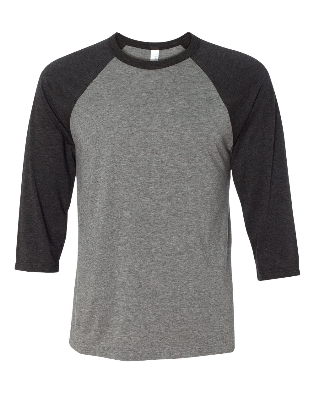 BELLA + CANVAS 3200 Unisex Three-Quarter Sleeve Baseball Tee in Grey/ Charcoal Black Triblend