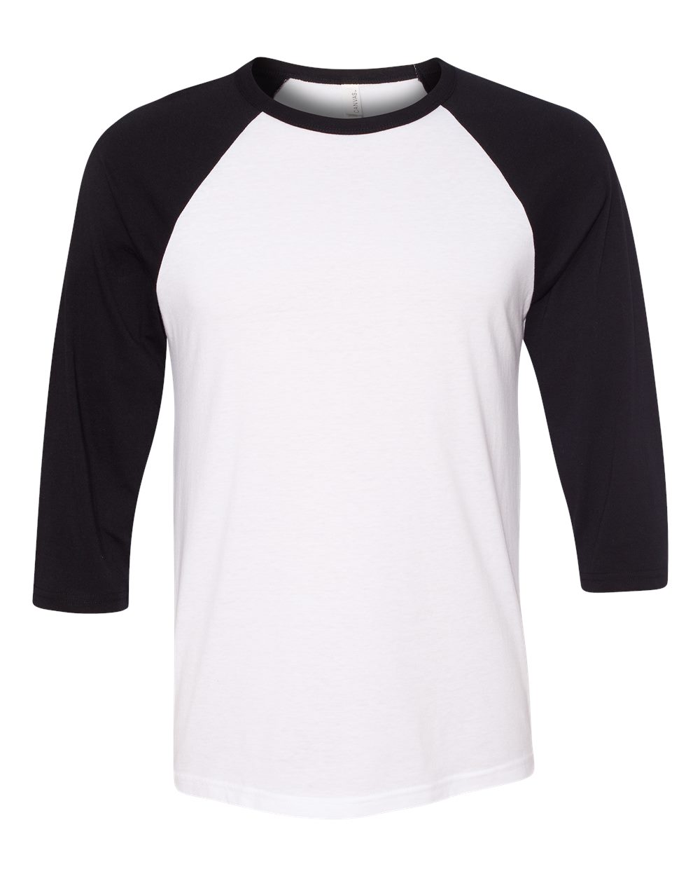 BELLA + CANVAS 3200 Unisex Three-Quarter Sleeve Baseball Tee in White/ Black