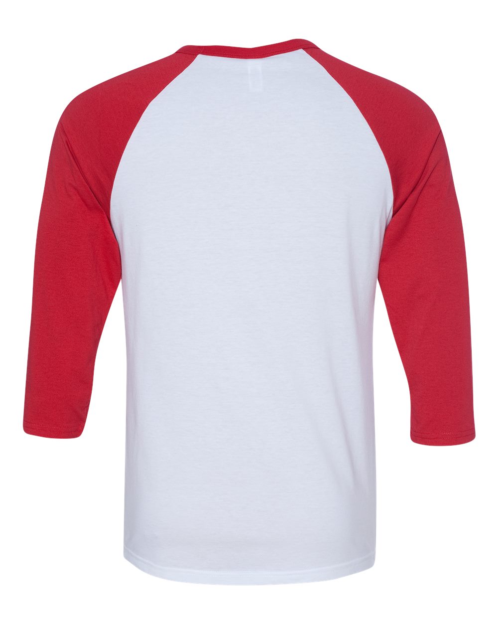 BELLA + CANVAS 3200 Unisex Three-Quarter Sleeve Baseball Tee in White/ Red, back