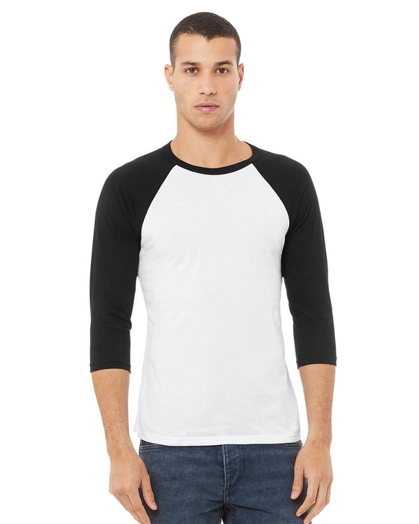 BELLA + CANVAS 3200 Unisex Three-Quarter Sleeve Baseball Tee
