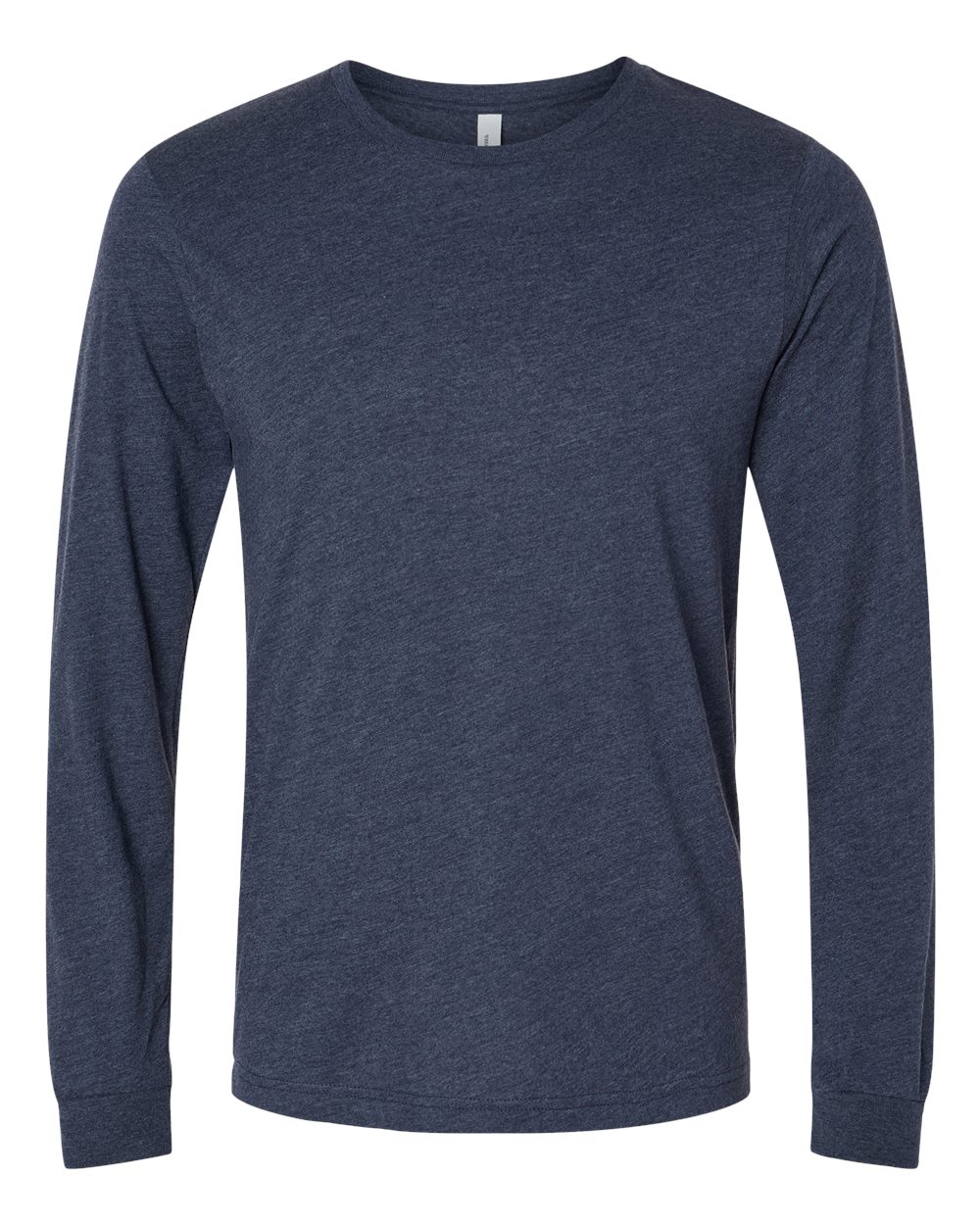 BELLA + CANVAS 3501CVC Heather CVC Long Sleeve Tee in Heather Midnight Navy