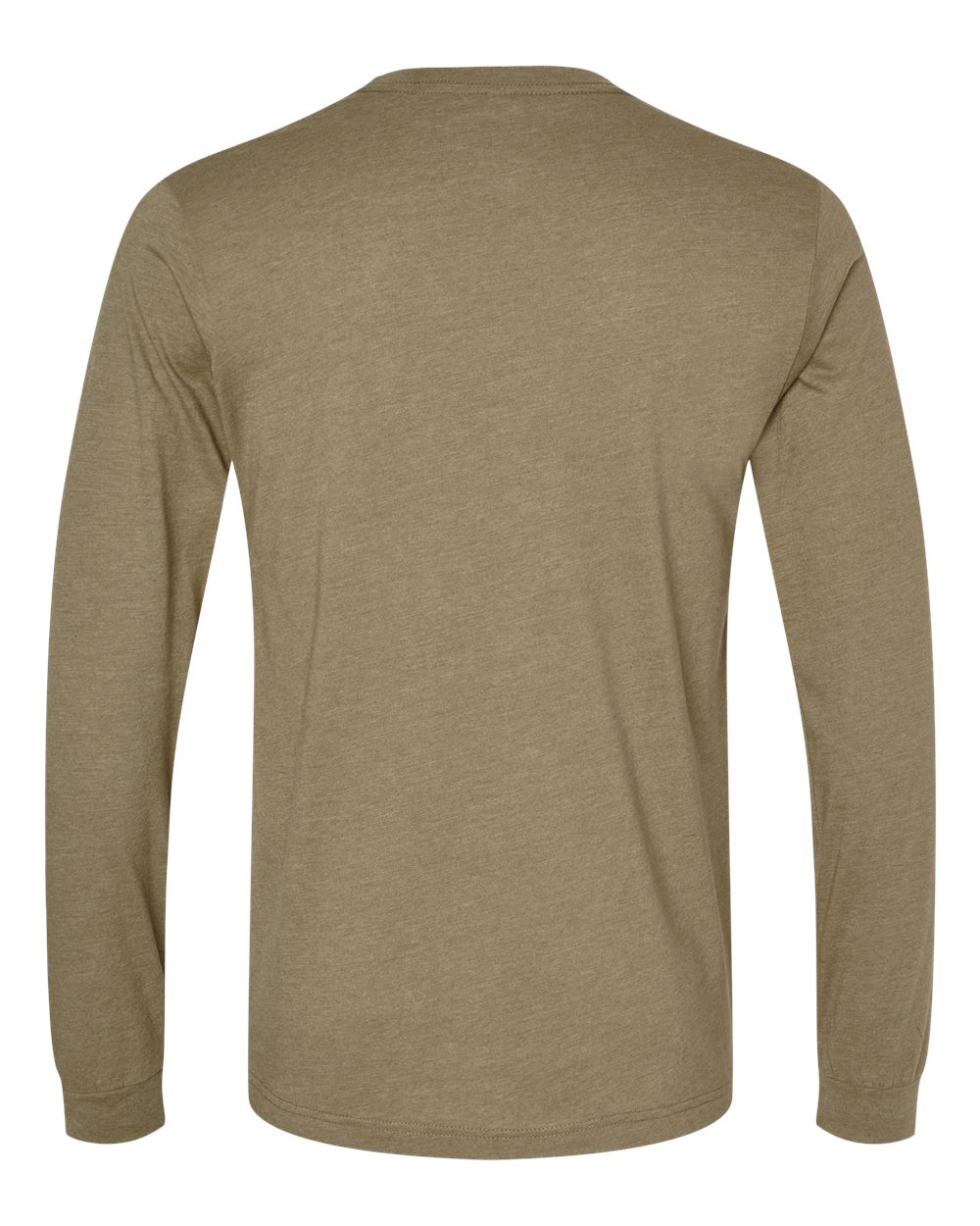 BELLA + CANVAS 3501CVC Heather CVC Long Sleeve Tee in Heather Olive, back