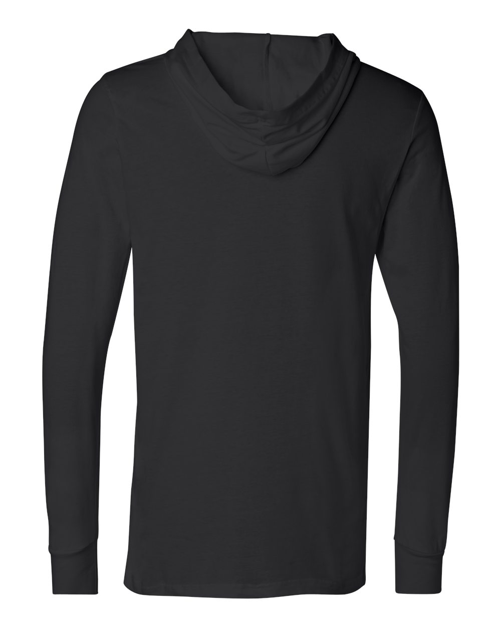 BELLA + CANVAS 3512 Unisex Jersey Hooded Long Sleeve Tee in Black, back