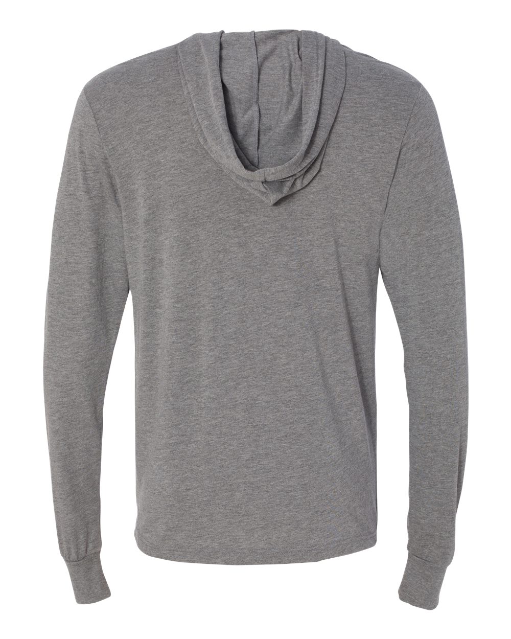 BELLA + CANVAS 3512 Unisex Jersey Hooded Long Sleeve Tee in Grey Triblend, back
