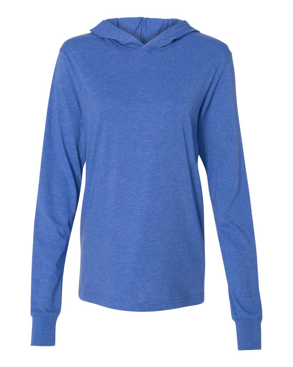BELLA + CANVAS 3512 Unisex Jersey Hooded Long Sleeve Tee in Heather True Royal