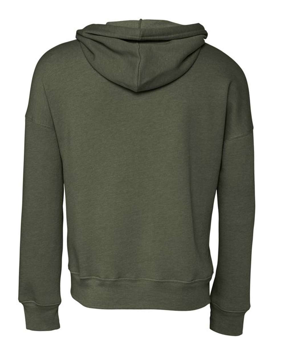 BELLA + CANVAS 3729 Unisex Sponge Fleece Drop Shoulder Hoodie Sweatshirt in Military Green, back