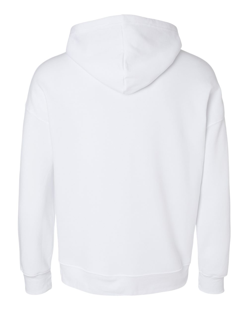 BELLA + CANVAS 3729 Unisex Sponge Fleece Drop Shoulder Hoodie Sweatshirt in White, back