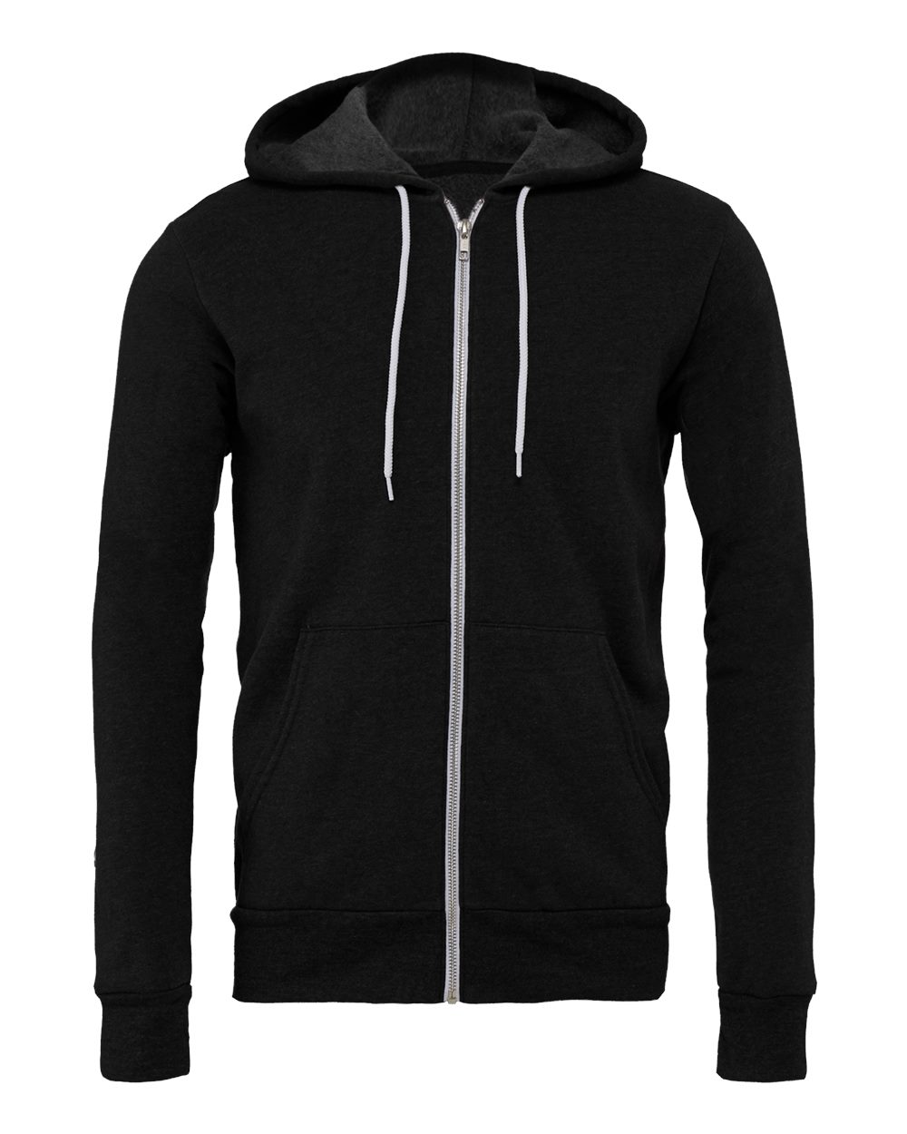 BELLA + CANVAS 3739 Unisex Sponge Fleece Full-Zip Hoodie Sweatshirt in Black Heather