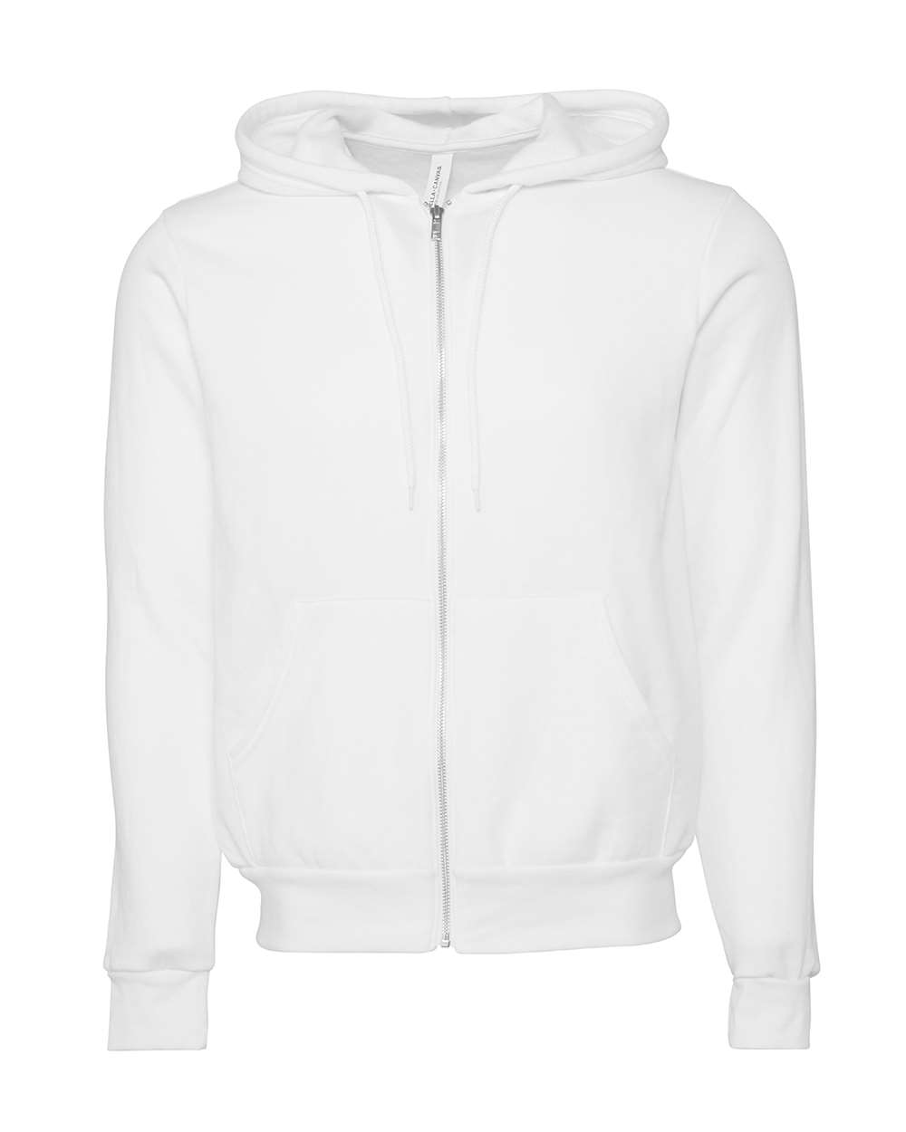 BELLA + CANVAS 3739 Unisex Sponge Fleece Full-Zip Hoodie Sweatshirt in DTG White