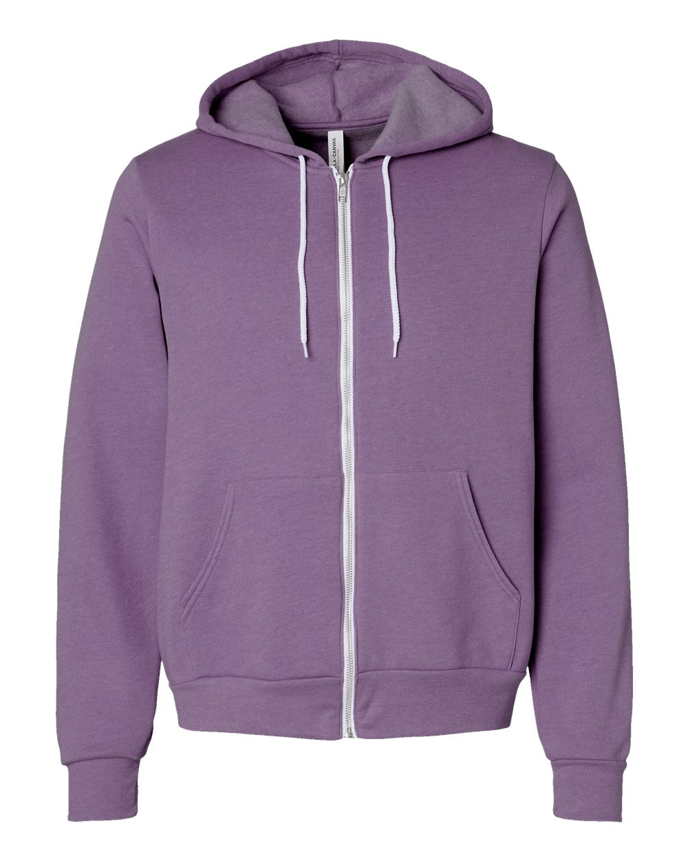 BELLA + CANVAS 3739 Unisex Sponge Fleece Full-Zip Hoodie Sweatshirt in Heather Team Purple