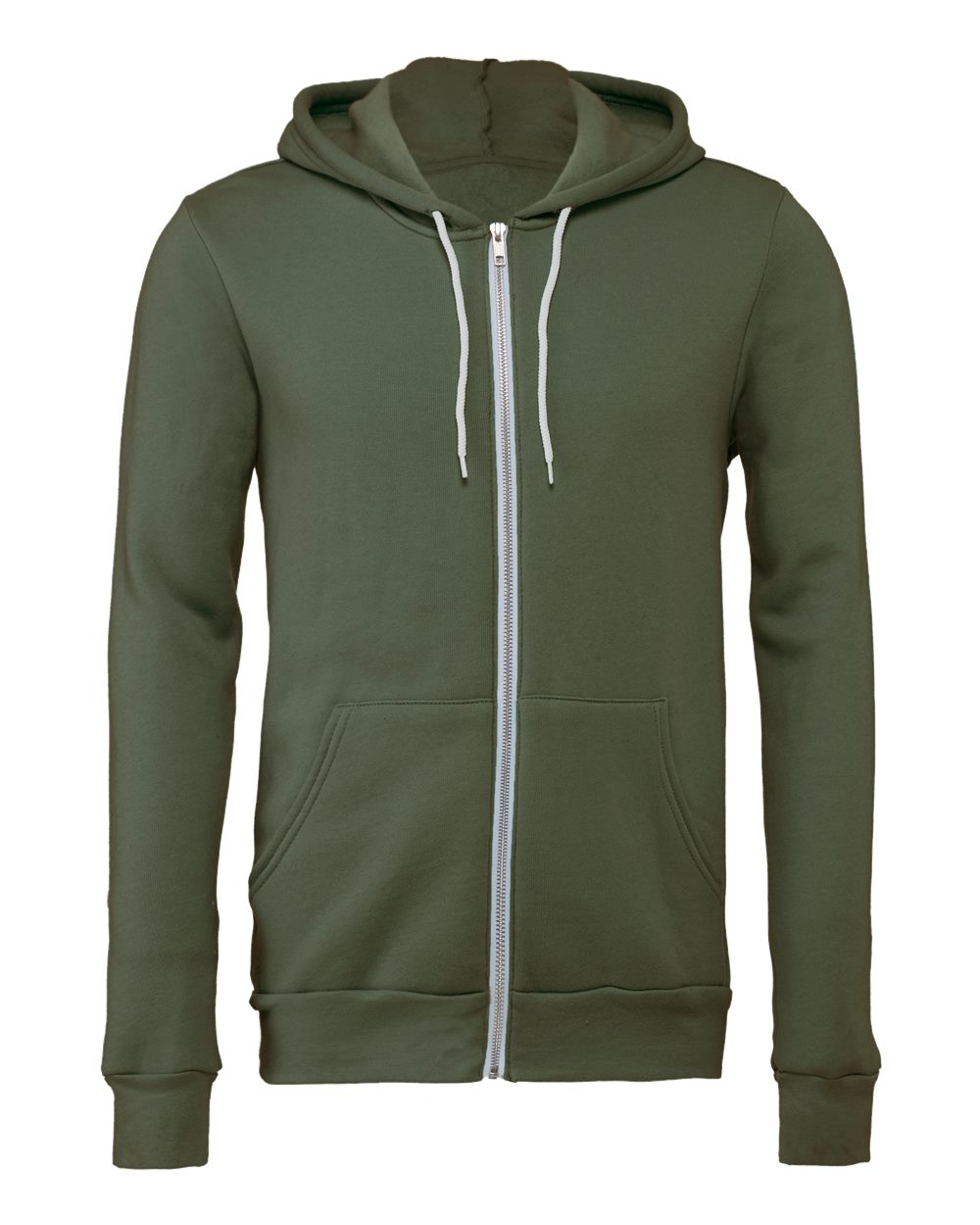 BELLA + CANVAS 3739 Unisex Sponge Fleece Full-Zip Hoodie Sweatshirt in Military Green