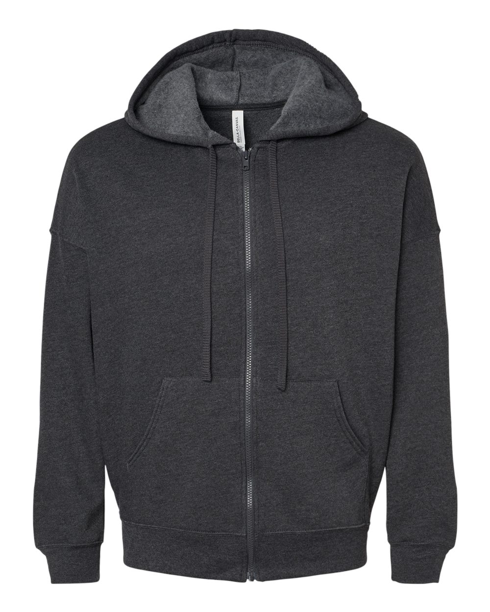 BELLA + CANVAS 3759 Unisex Sponge Fleece DTM Full-Zip Hoodie Sweatshirt in Dark Grey Heather